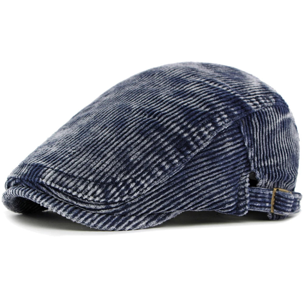 Derby Corduroy Patchwork Beret in Navy Blue