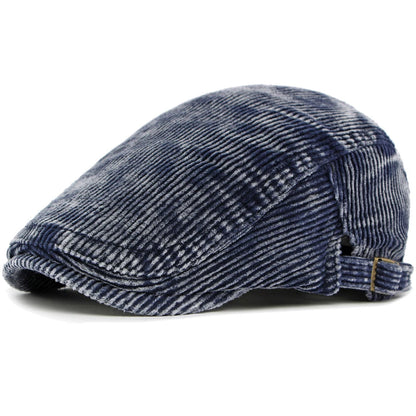 Derby Corduroy Patchwork Beret in Navy Blue