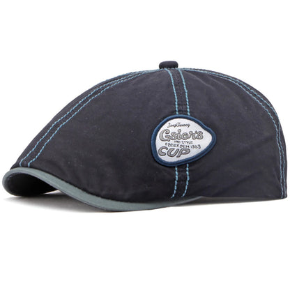 Cheltenham Letter-Pattern Beret in Navy Blue