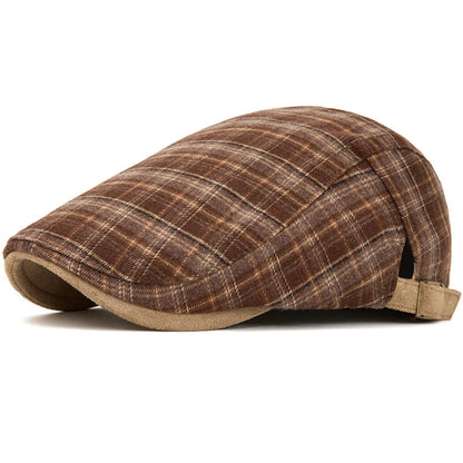 Ripon Plaid Winter Beret in Orange