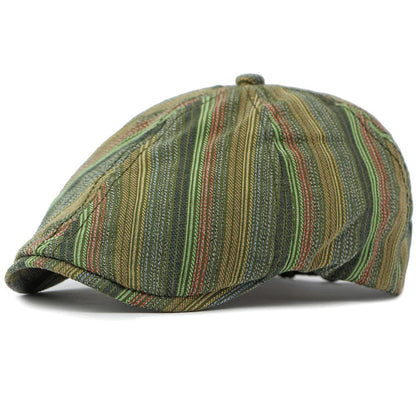 Cordoba Striped Artist Beret in Green