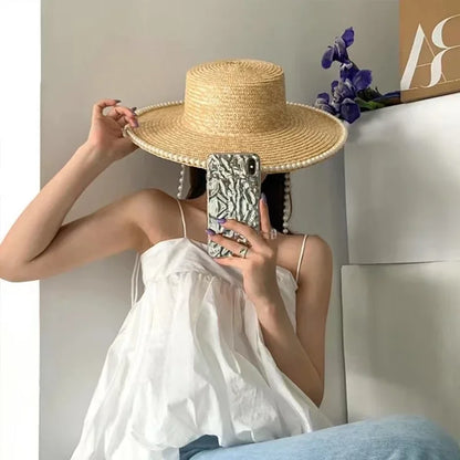Brighton Pearl-Trim Straw Sun Hat