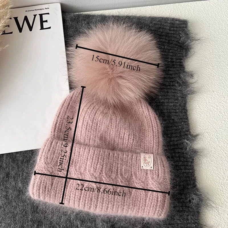 Windermere Fur Pompom Beanie