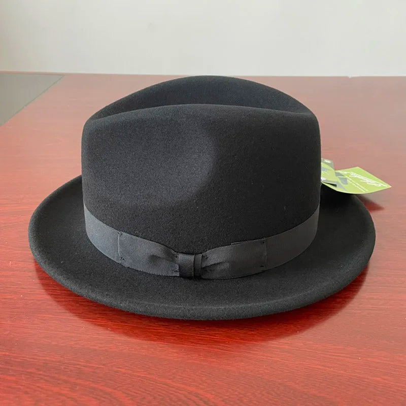 Short Brim Wool Fedora Hat – Satin Lined Classic Trilby Hat