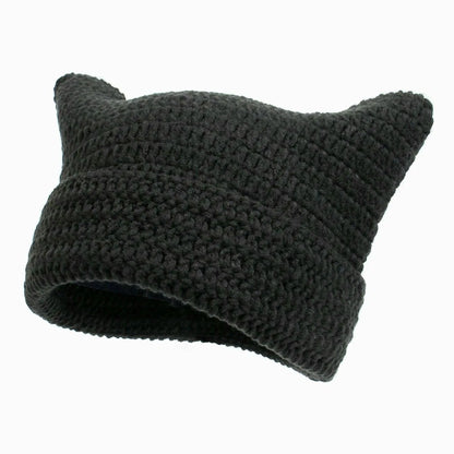 The Cattail | Cat Ears Slouchy Striped Knitted Beanie | Urban Caps NZ