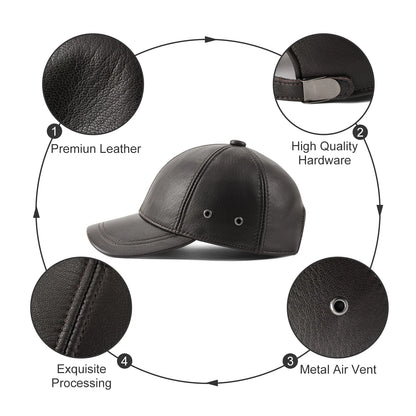 The Mayfair | 100% Leather Structured Baseball Cap | Urban Caps NZ