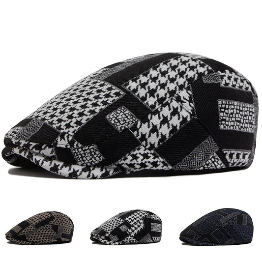 Houndstooth Print Ivy Cap | Classic Country Flat Cap | Urban Caps NZ