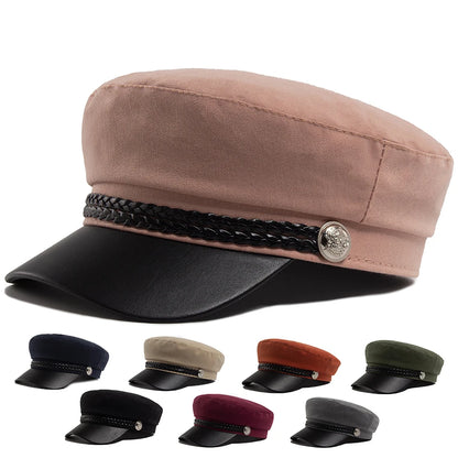 PU Leather Brim Ivy Cap | Luxury Soft Cloth Flat Cap | Urban Caps NZ