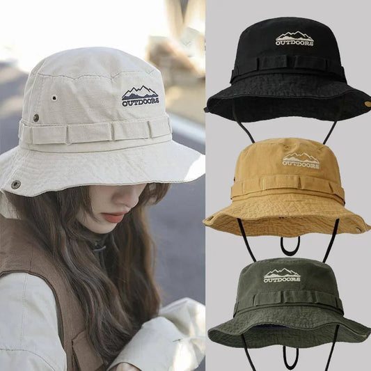 Thin lightweight polyester fisherman hat in beige for the outdoors