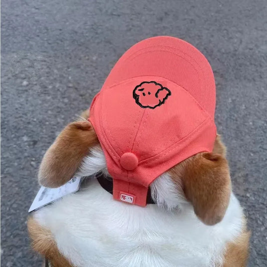 Embroidered dog baseball cap in black