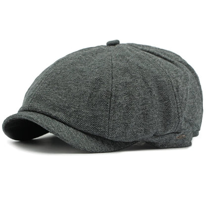 Bordeaux Striped Octagonal Beret in Dark Grey