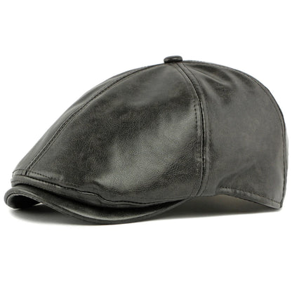 Toledo Faux Leather Beret in Grey