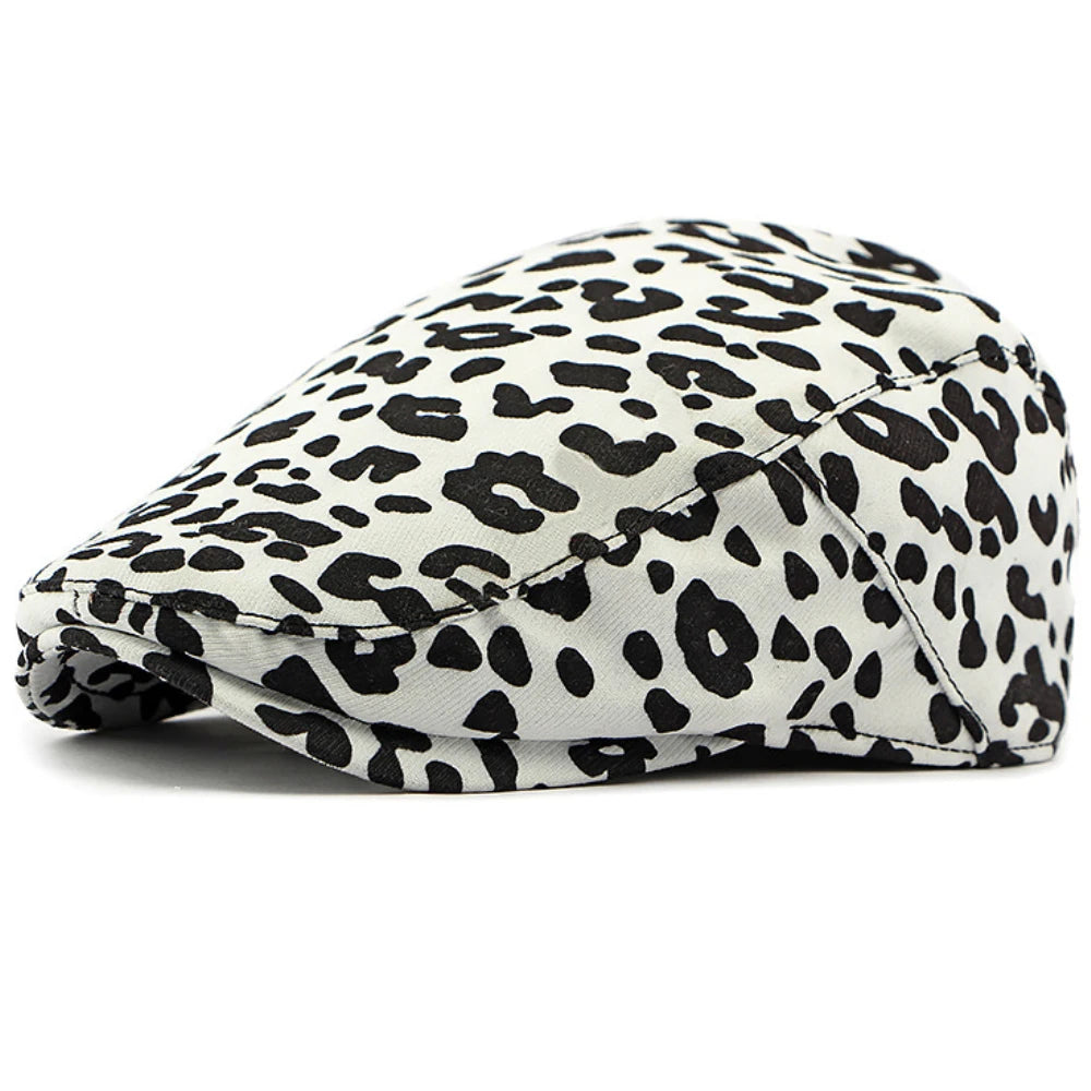 Tunbridge Floral Artist Beret in White Leopard