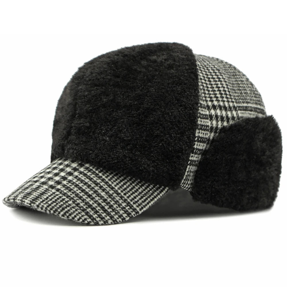 Chiswick Fleece Fur Baseball Cap in Black