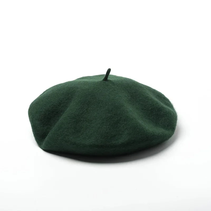 Versailles Wool Beret in Dark Green