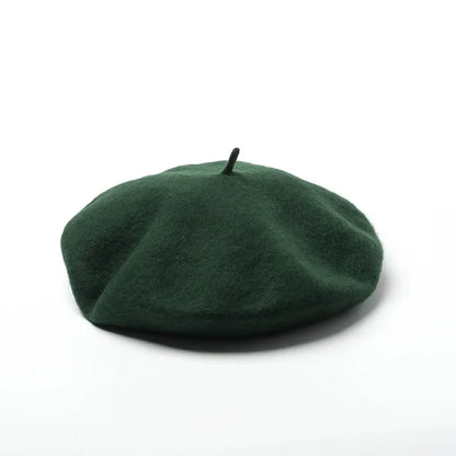 Versailles Wool Beret in Dark Green