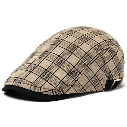 Striped Plaid Cotton Linen Ivy Cap | Thin Summer Flat Cap | Urban Caps NZ