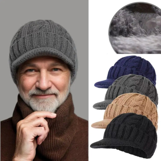 Winter Knitted Brim Beanie – Warm Ear Protection Outdoor Cap