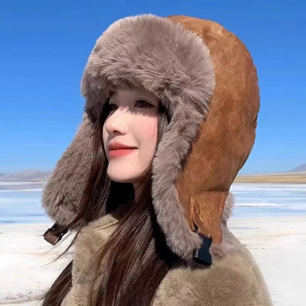 Reykjavik Waterproof PU Leather Trapper Hat in Camel