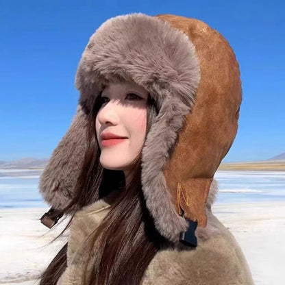 Reykjavik Waterproof PU Leather Trapper Hat in Camel