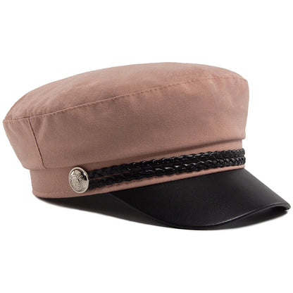PU Leather Brim Ivy Cap | Luxury Soft Cloth Flat Cap | Urban Caps NZ
