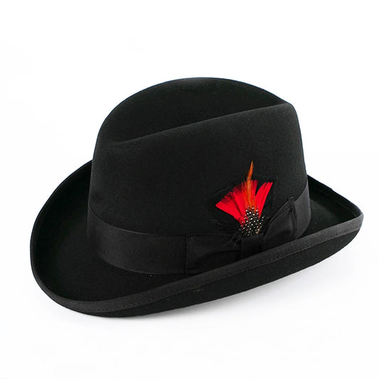 Luxury Homburg Fedora Hat – Vintage Wool Felt Godfather Hat
