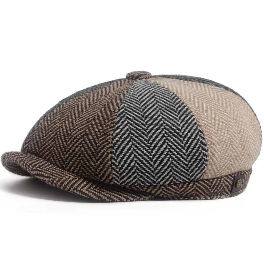 Retro Herringbone Newsboy Cap | Warm British Cap | Urban Caps NZ