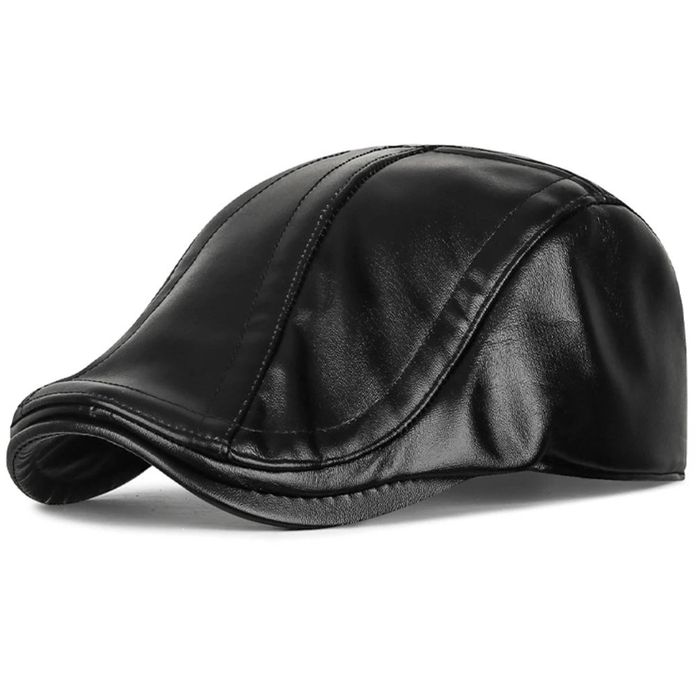 Aviemore Faux Leather Beret in Style 1 Black