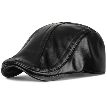 Aviemore Faux Leather Beret in Style 1 Black