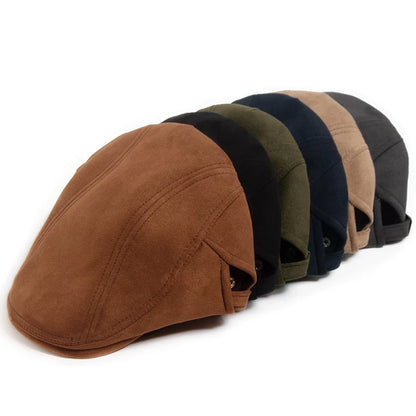 Faux Suede Side Buckle Ivy Cap | Retro Winter Flat Cap | Urban Caps NZ