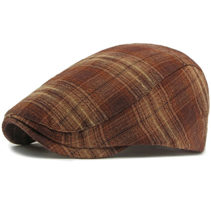 Ripon Plaid Winter Beret in Coffee