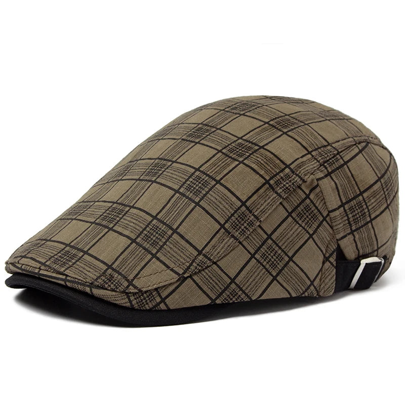 Thin Plaid Linen Ivy Cap | Country Summer Flat Cap | Urban Caps NZ