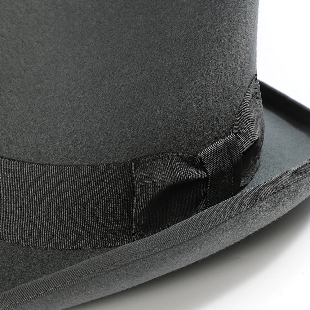 Victorian Style Wool Felt Top Hat – Elegant Gentleman Cylinder Hat