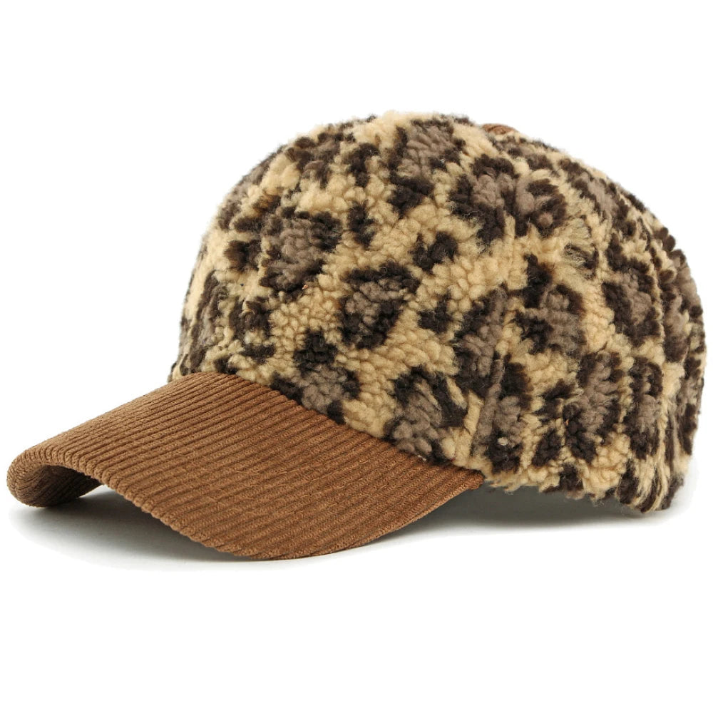 Belgrave Lamb Fleece Baseball Cap in Khaki And Coffee