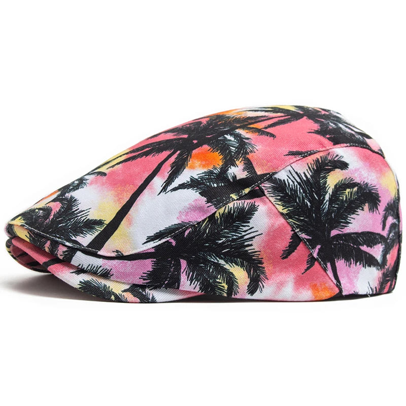 Print Cotton Ivy Cap | Riviera Summer Flat Cap | Urban Caps NZ
