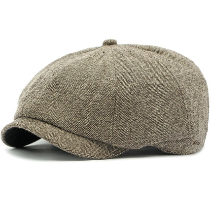 Bordeaux Striped Octagonal Beret in Coffee