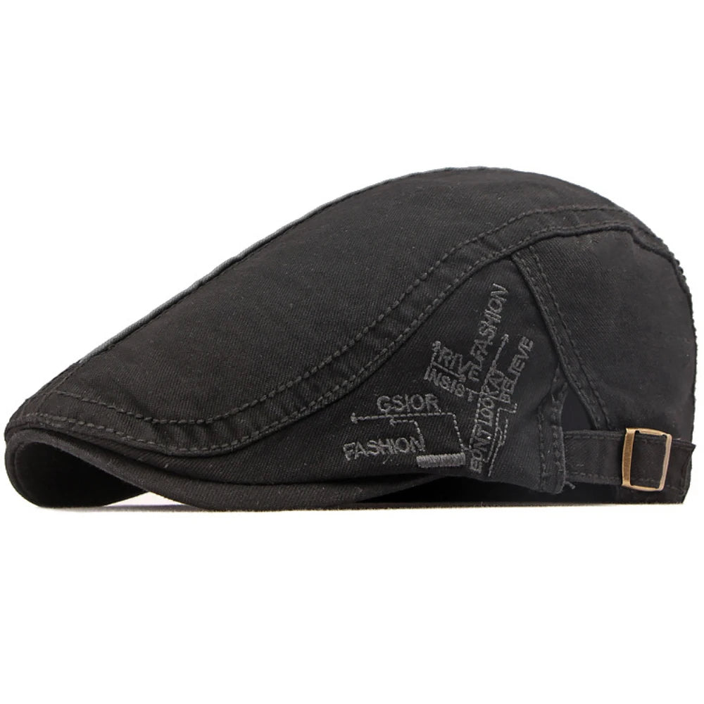 Fitzrovia Letter-Pattern Beret in Black
