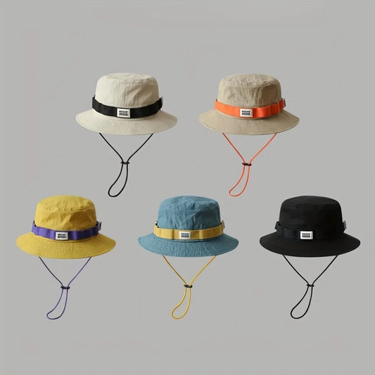 Wide brim vintage-style bucket hat in khaki for travel