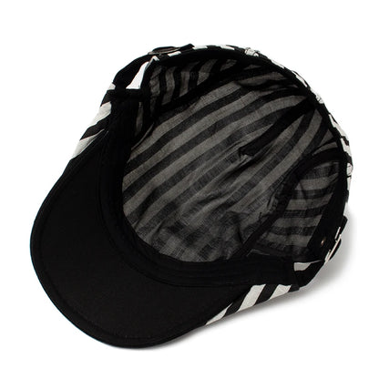 Striped Plaid Cotton Linen Ivy Cap | Thin Summer Flat Cap | Urban Caps NZ