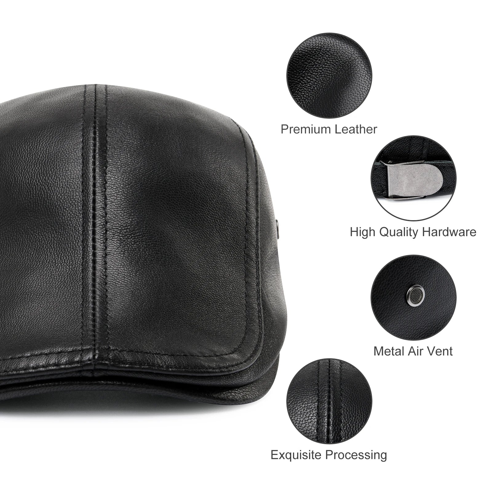 The Regent | Men's Genuine Leather Gatsby Ivy Newsboy Cap | Urban Caps NZ