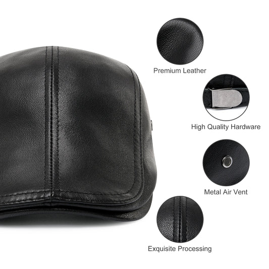 The Regent | Men's Genuine Leather Gatsby Ivy Newsboy Cap | Urban Caps NZ