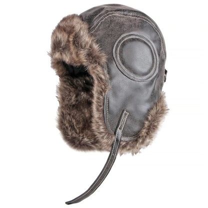 Ambleside Faux Leather Trapper Hat in Coffee