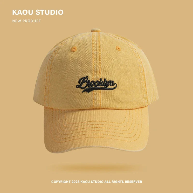 Ashford Washed Cotton Baseball Cap in Yellow