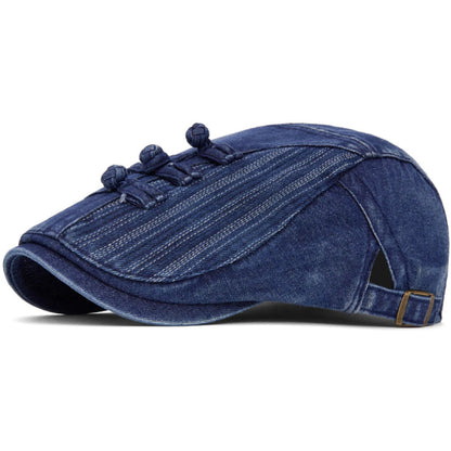 Tetbury Floral Patchwork Beret in A Dark Blue