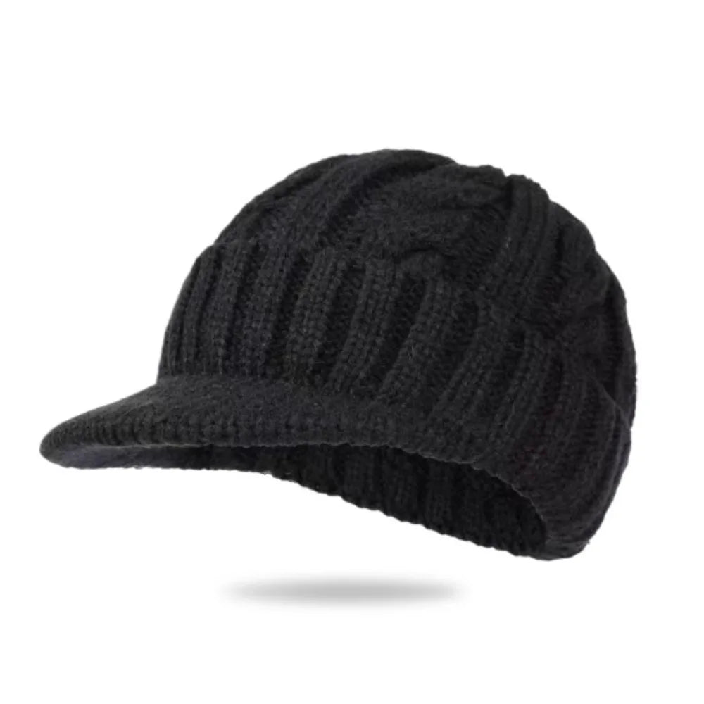 Winter Knitted Brim Beanie – Warm Ear Protection Outdoor Cap