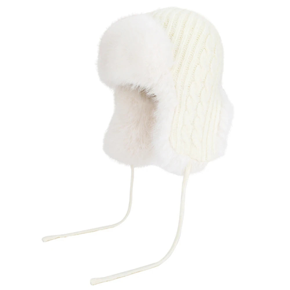 Ilulissat Fluffy Knit Trapper Hat in Ivory
