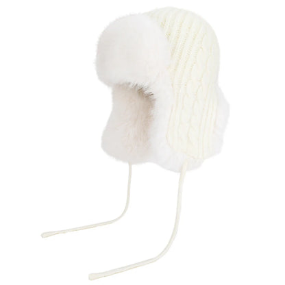Ilulissat Fluffy Knit Trapper Hat in Ivory
