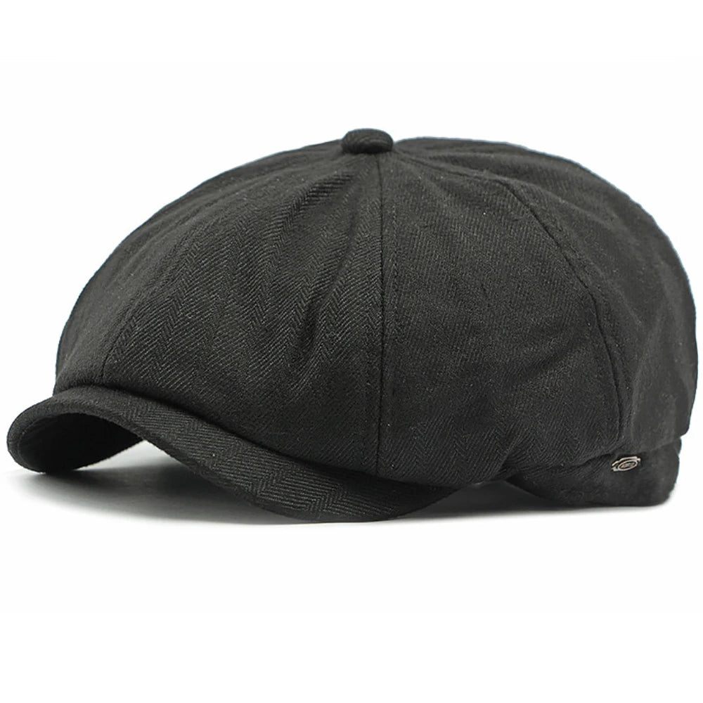 Bordeaux Striped Octagonal Beret in Black