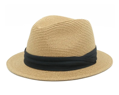 Riviera Short-Brim Straw Trilby in Khaki