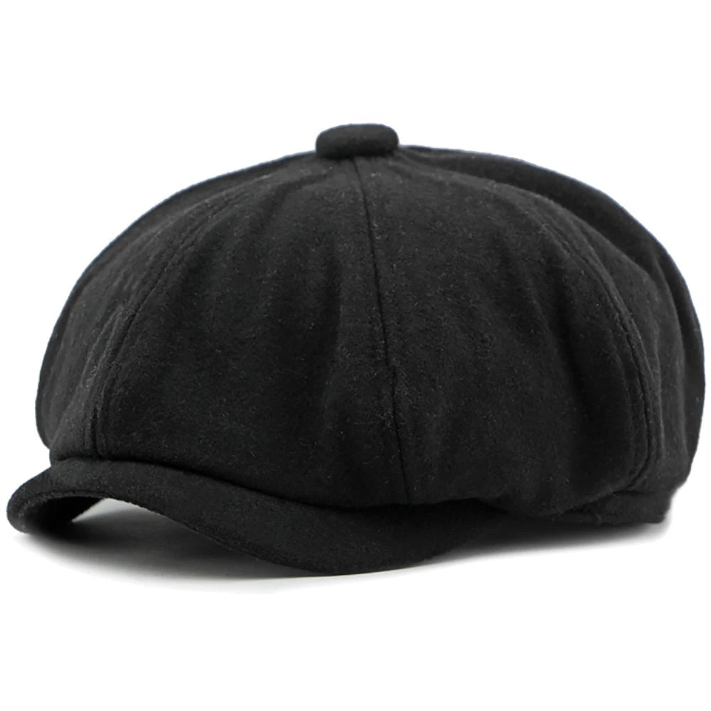 Seville Patchwork Wool Ivy Cap in Black